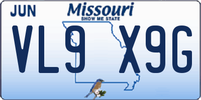 MO license plate VL9X9G