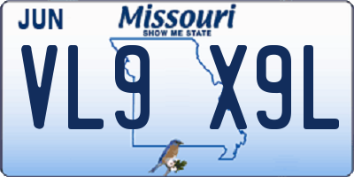 MO license plate VL9X9L