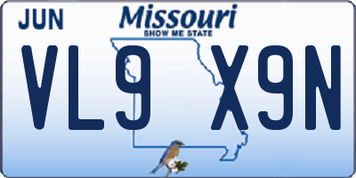 MO license plate VL9X9N