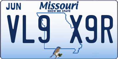 MO license plate VL9X9R