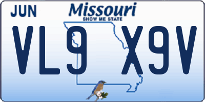 MO license plate VL9X9V