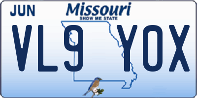 MO license plate VL9Y0X