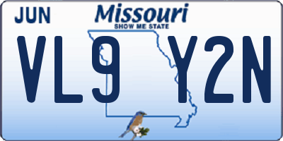 MO license plate VL9Y2N