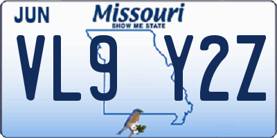 MO license plate VL9Y2Z
