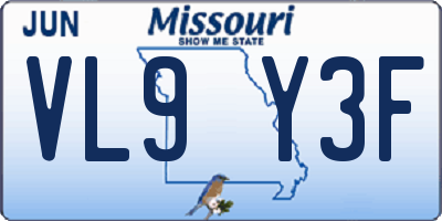 MO license plate VL9Y3F