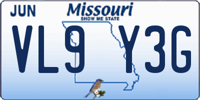 MO license plate VL9Y3G
