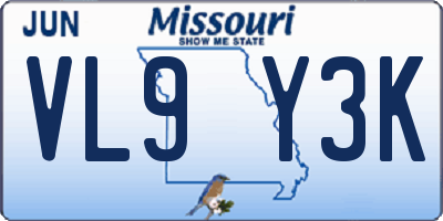 MO license plate VL9Y3K