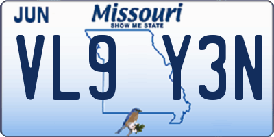 MO license plate VL9Y3N