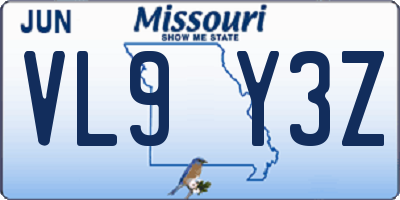 MO license plate VL9Y3Z