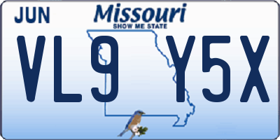 MO license plate VL9Y5X