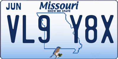 MO license plate VL9Y8X