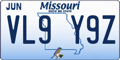 MO license plate VL9Y9Z