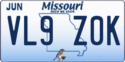 MO license plate VL9Z0K