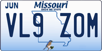 MO license plate VL9Z0M