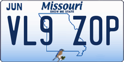 MO license plate VL9Z0P