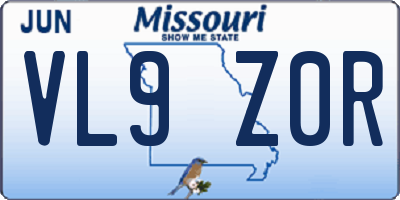MO license plate VL9Z0R
