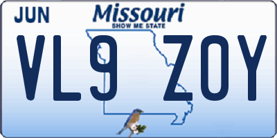 MO license plate VL9Z0Y