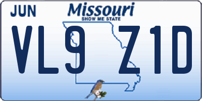MO license plate VL9Z1D