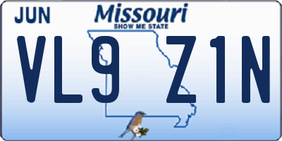 MO license plate VL9Z1N