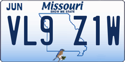 MO license plate VL9Z1W