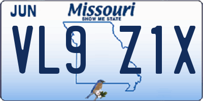 MO license plate VL9Z1X