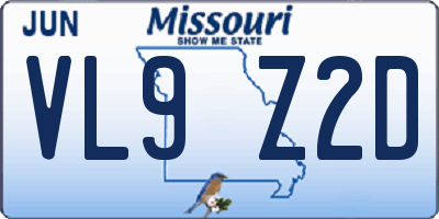 MO license plate VL9Z2D