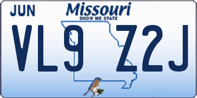 MO license plate VL9Z2J