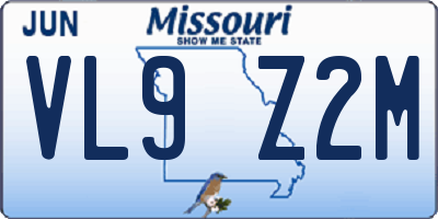 MO license plate VL9Z2M
