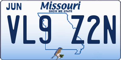 MO license plate VL9Z2N
