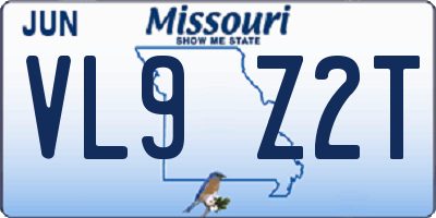 MO license plate VL9Z2T