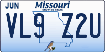 MO license plate VL9Z2U