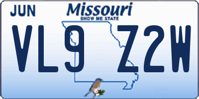 MO license plate VL9Z2W