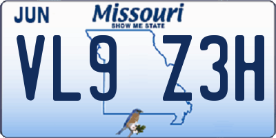MO license plate VL9Z3H