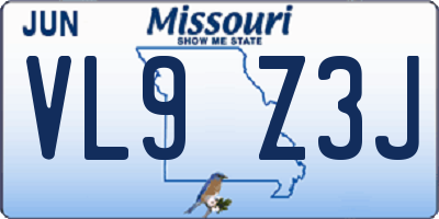 MO license plate VL9Z3J