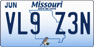 MO license plate VL9Z3N