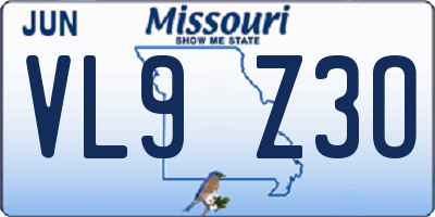MO license plate VL9Z3O