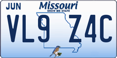 MO license plate VL9Z4C