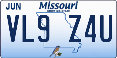 MO license plate VL9Z4U