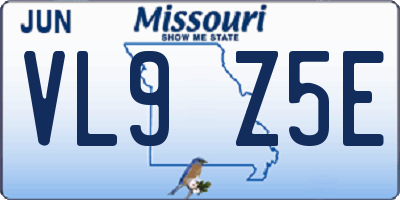 MO license plate VL9Z5E