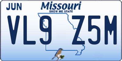MO license plate VL9Z5M