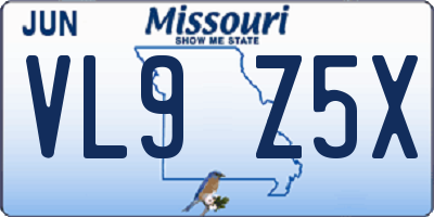 MO license plate VL9Z5X