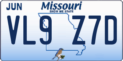 MO license plate VL9Z7D