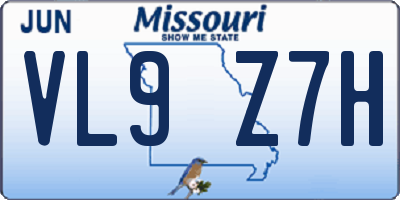 MO license plate VL9Z7H