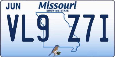 MO license plate VL9Z7I