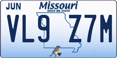 MO license plate VL9Z7M