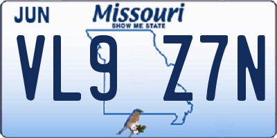MO license plate VL9Z7N