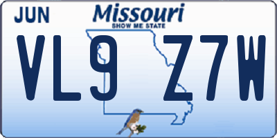 MO license plate VL9Z7W