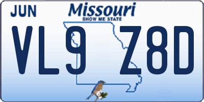 MO license plate VL9Z8D