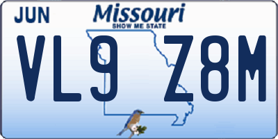 MO license plate VL9Z8M