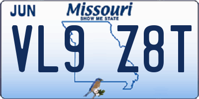 MO license plate VL9Z8T
